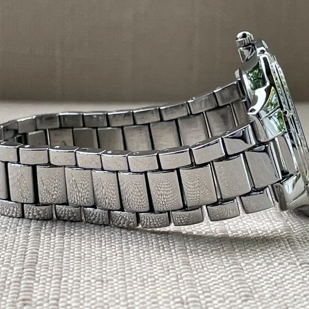 Badgley Mischka Ladies Watch Silver Tone Crystals Accent Analog Quartz Watch Box - Picture 8 of 12